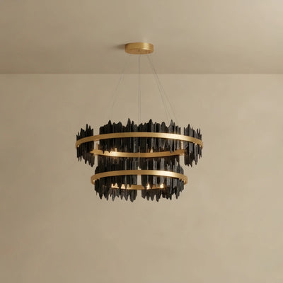 Excelis Dual-Ring Chandelier – Stainless Steel in Jet Black 