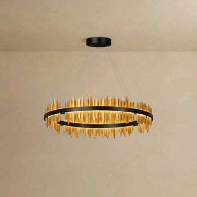Chandelier – Stainless Steel in Jet r Polished Gold for Living Room