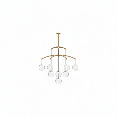 Royal Globe Chandelier – Solid Brass Brushed Gold Dimmable for Living Room