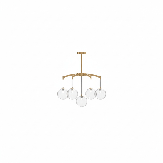 Royal Globe Chandelier – Solid Brass Brushed Gold Dimmable for Living Room