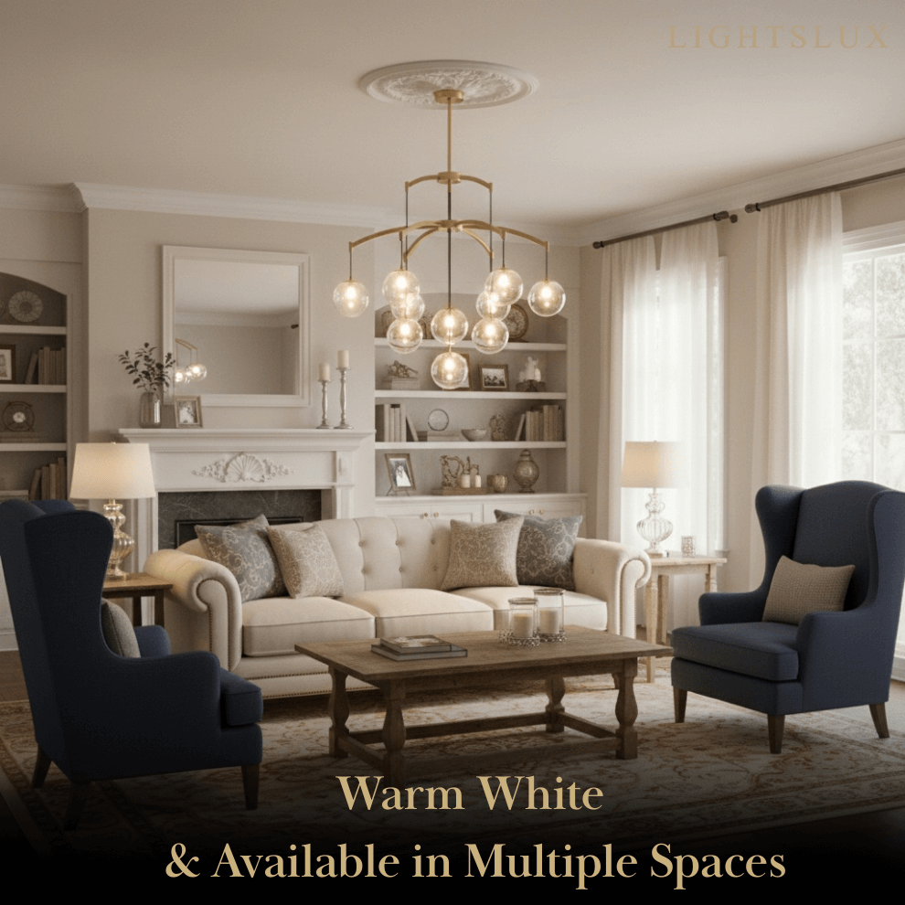 Royal Globe Chandelier – Solid Brass Brushed Gold Dimmable for Living Room