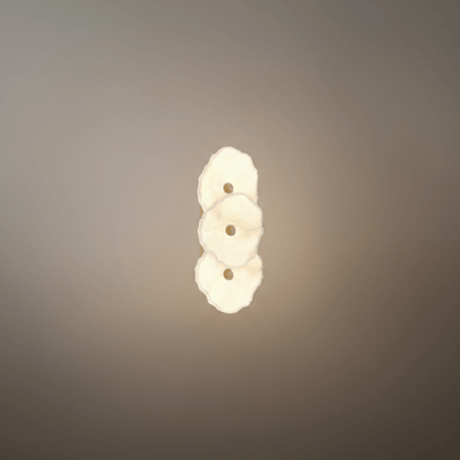 Excelis Royal Alabaster Petal Wall Sconce – Hand-Layered with Brushed Gold Brass for Living Room