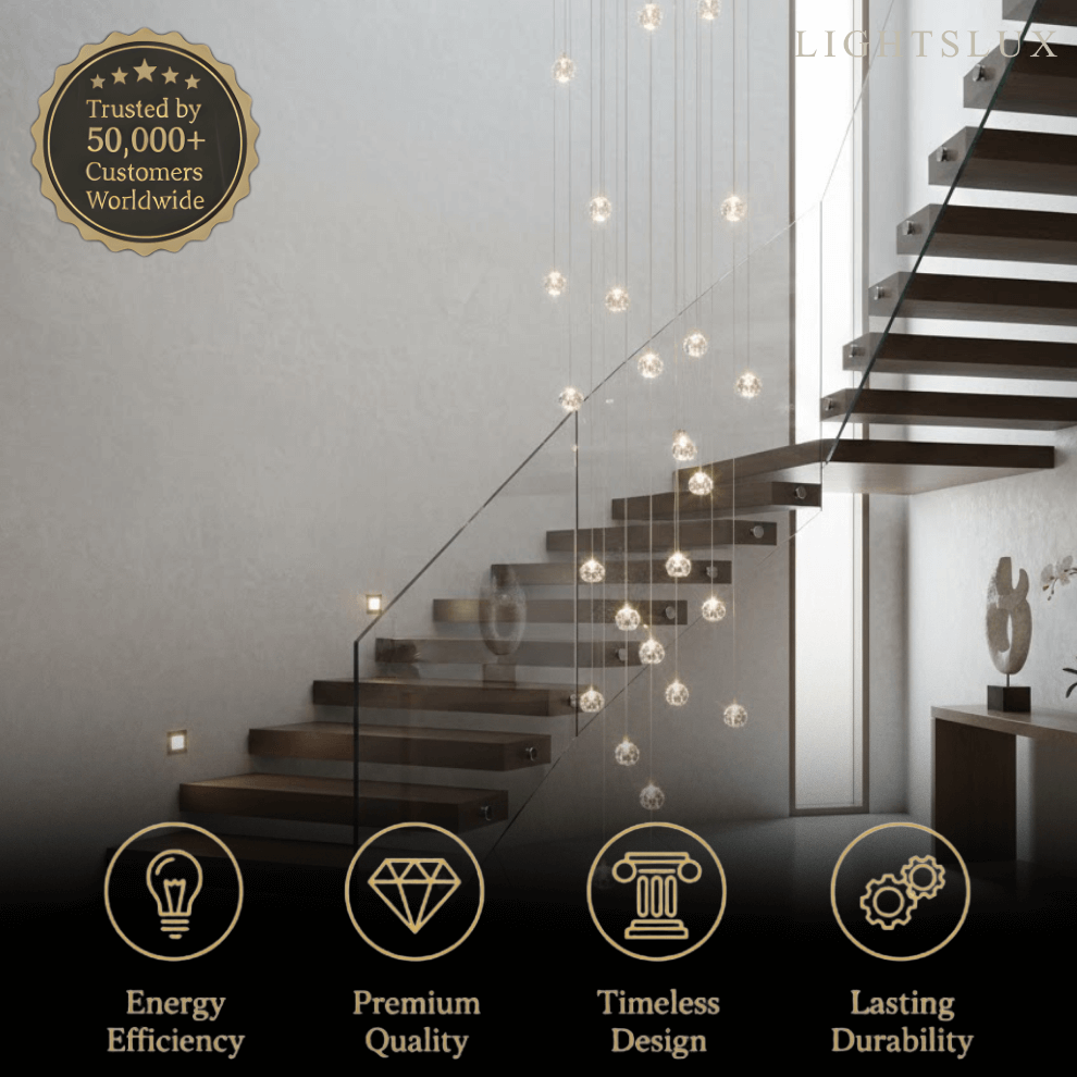 Excelis Modern Silver Crystal Chandelier – Stainless Steel with Clear Crystals Hanging Mount