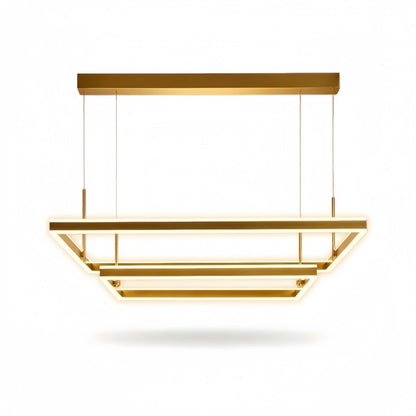 Arcato Modern Tiered Square Chandelier – Aluminum Acrylic Black Ash for Living Room