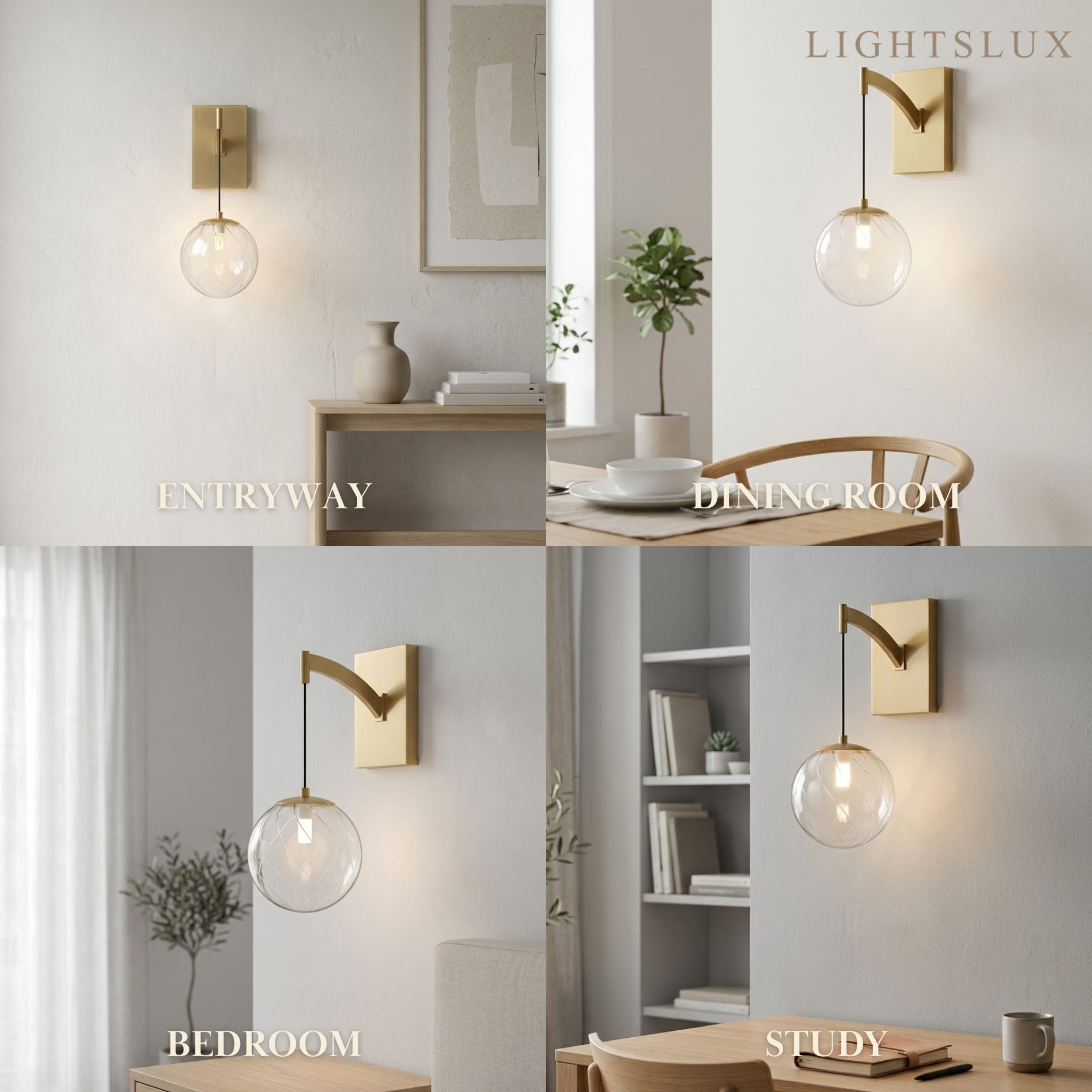 Excelis Moderne Gold-Globus-Wandleuchte – gebürstetes Gold-Finish, modernes elegantes Design