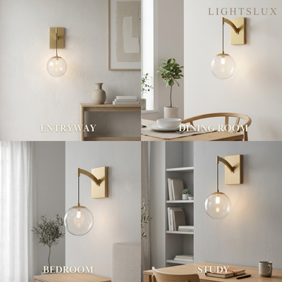 Excelis Moderne Gold-Globus-Wandleuchte – gebürstetes Gold-Finish, modernes elegantes Design