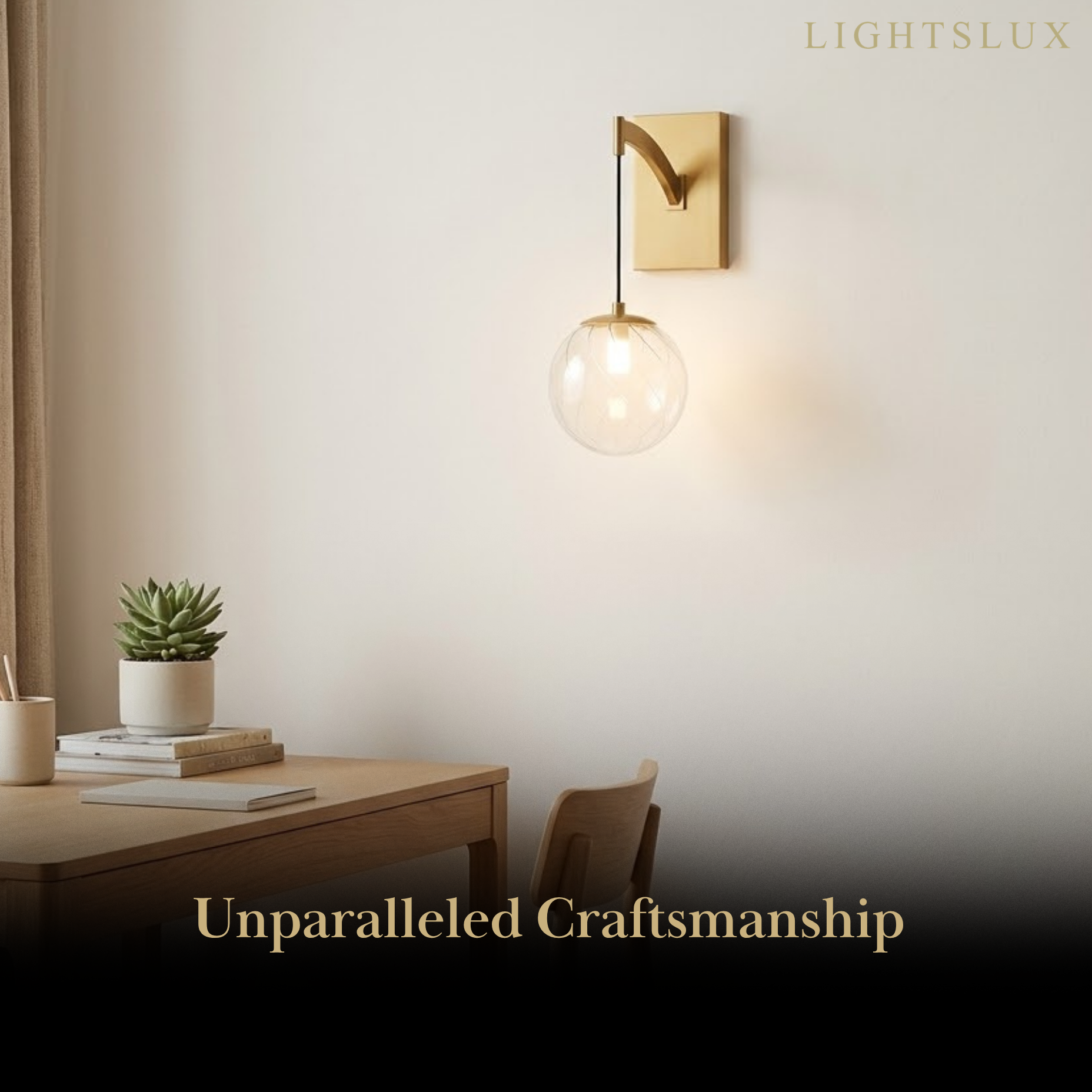 Excelis Moderne Gold-Globus-Wandleuchte – gebürstetes Gold-Finish, modernes elegantes Design