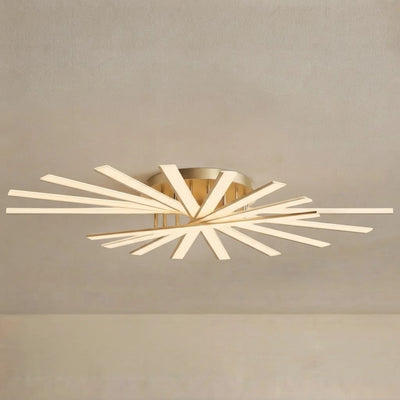 Nebula Modern Geometric Linear Ceiling Light – Black Ash/Metallic Gold for Living Room