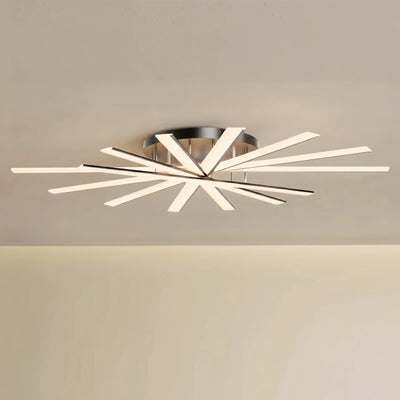 Nebula Modern Geometric Linear Ceiling Light – Black Ash/Metallic Gold for Living Room