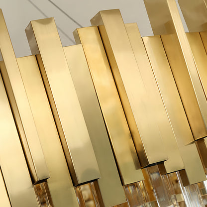 Royal Gold Crystal Chandelier – Tiered Metal with Sparkling Crystals