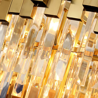 Royal Gold Crystal Chandelier – Tiered Metal with Sparkling Crystals