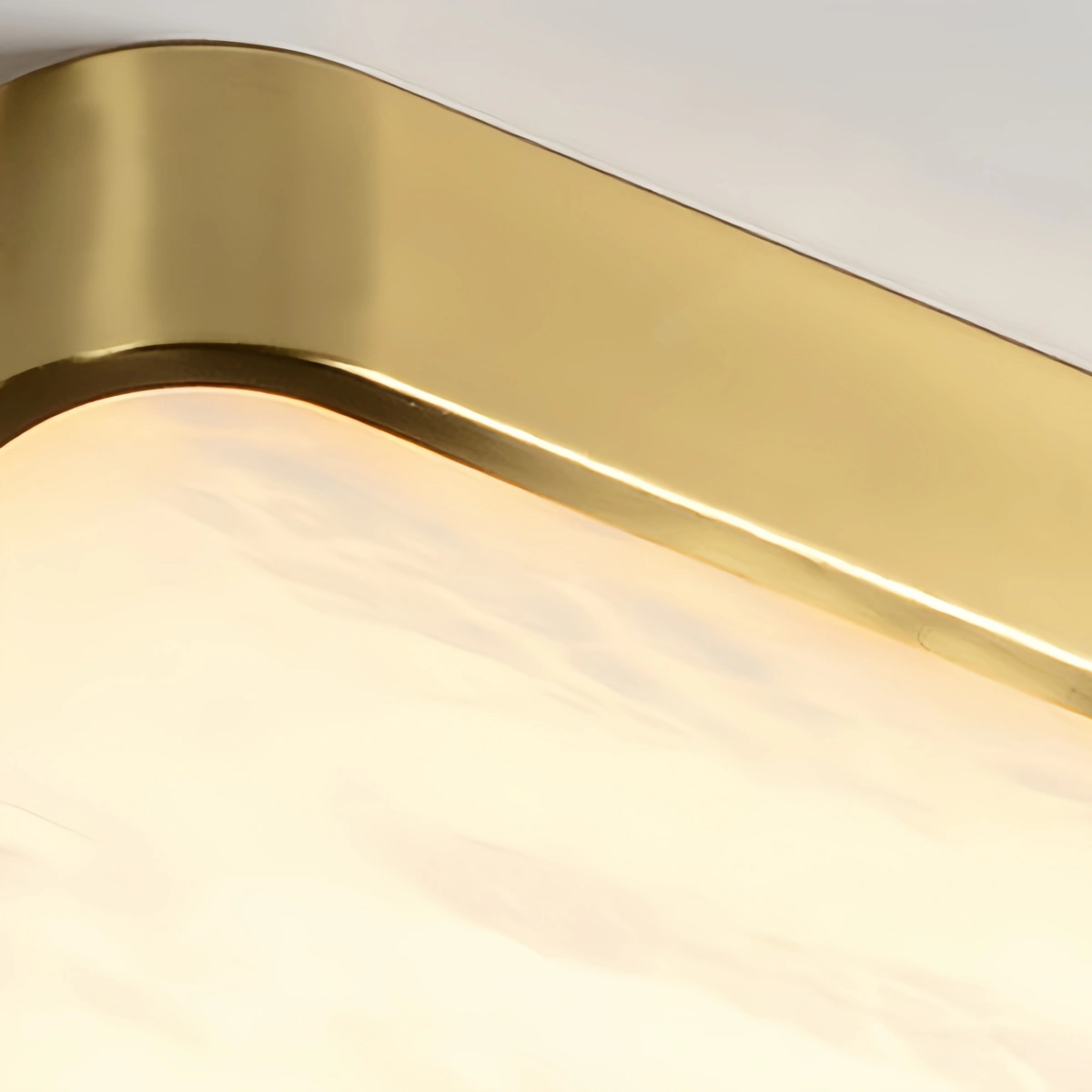 Excelis Luxuriöse quadratische Alabaster-Deckenleuchte – Messing gebürstet Gold für Schlafzimmer