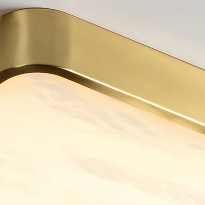 Excelis Luxuriöse quadratische Alabaster-Deckenleuchte – Messing gebürstet Gold für Schlafzimmer