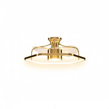 Excelis Geometric Ceiling Light with Fan – Gold Aluminum Frame Integrated LED for Living Room