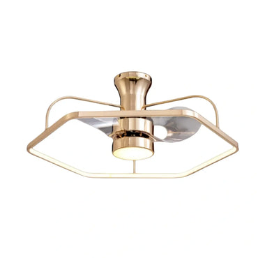 Excelis Geometric Ceiling Light with Fan – Gold