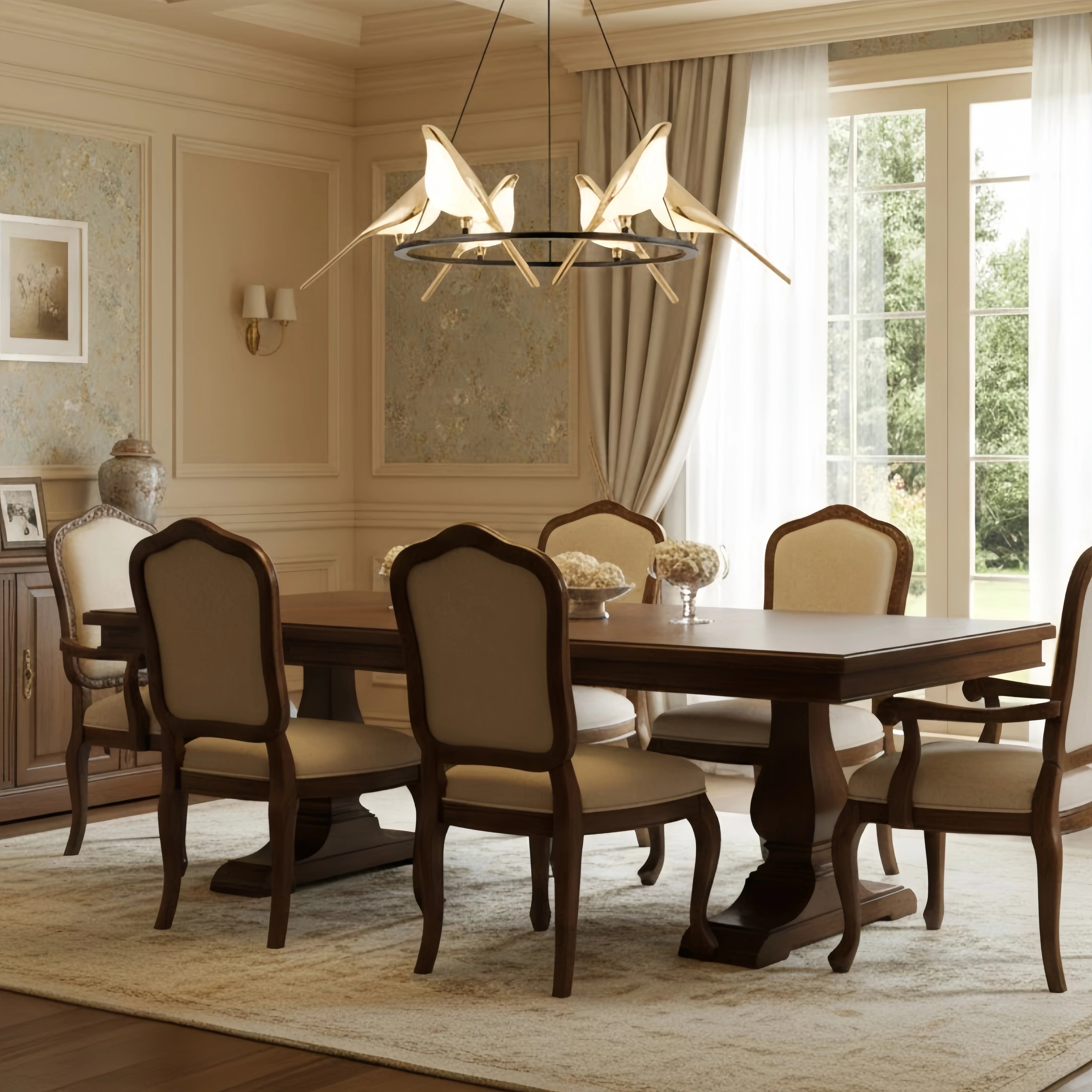 Modern Bird Chandelier – Gold Acrylic Magpie Design
