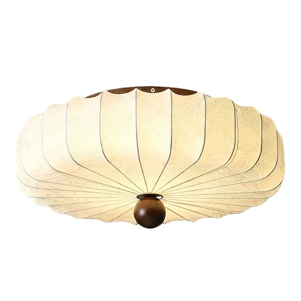 Modern Ceiling Light – Fabric Petal Floral Pattern Wood Accents