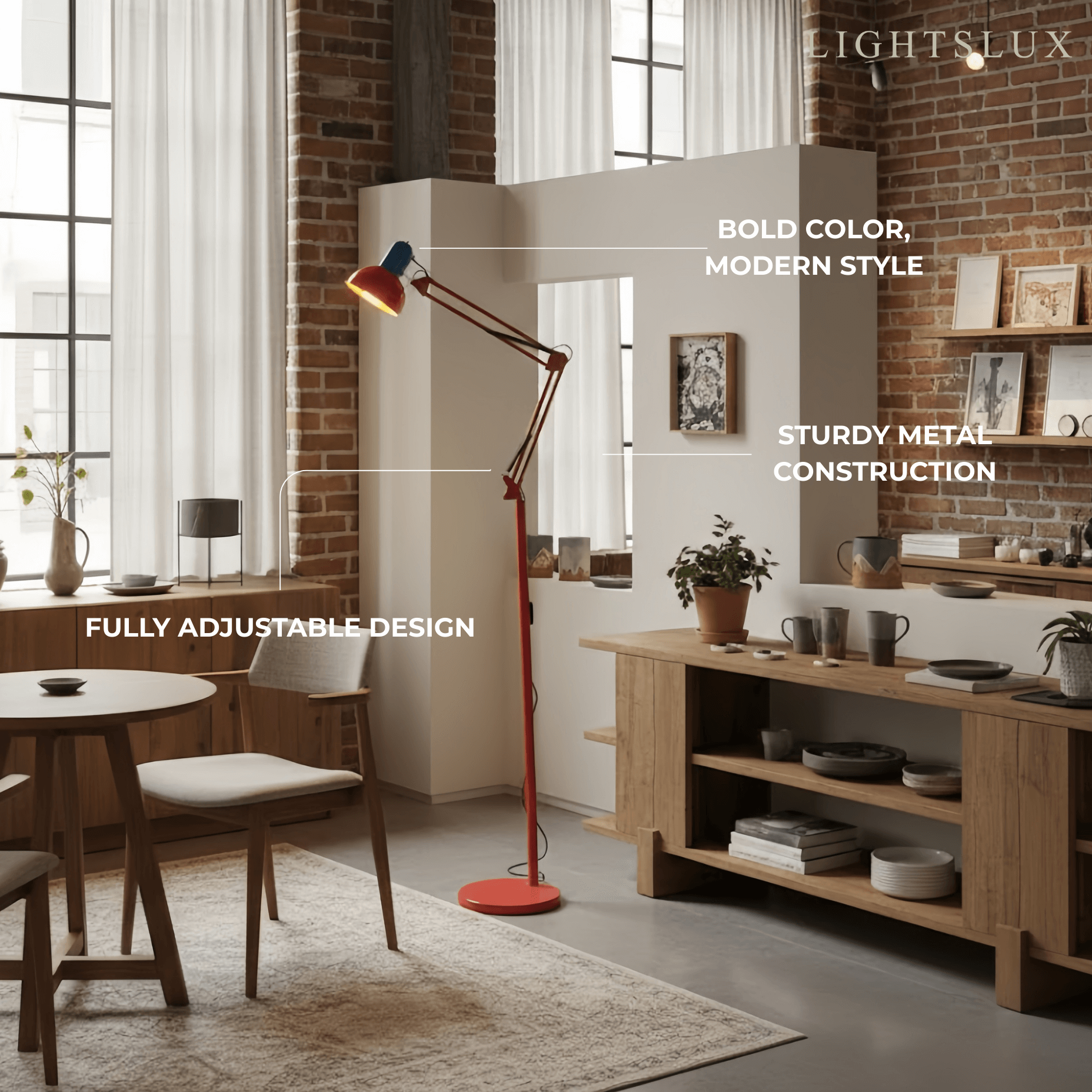 Modern Multi-Joint Floor Lamp — Adjustable Blue Red Yellow 