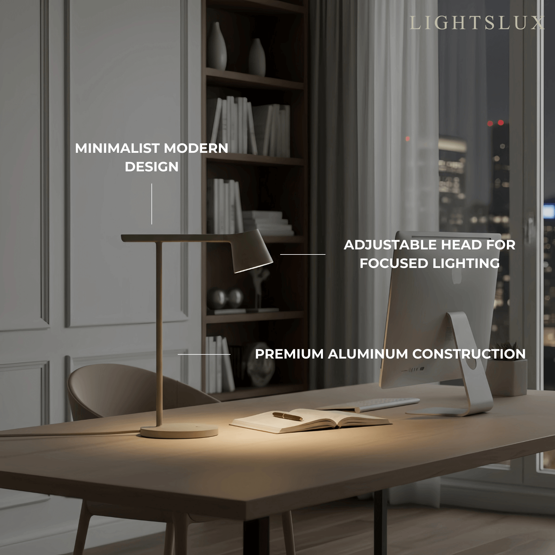 Minimalist Adjustable Table Lamp — Opal Acrylic 