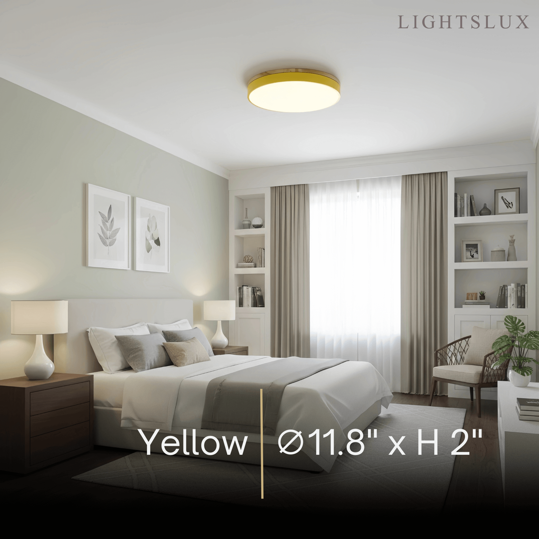 Minimalist Circular Ceiling Lamp — Wood & Matte Grey Frame 