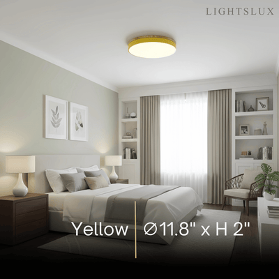 Minimalist Circular Ceiling Lamp — Wood & Matte Grey Frame 