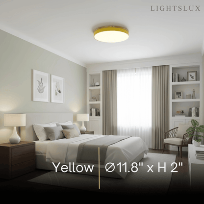Minimalist Circular Ceiling Lamp — Wood & Matte Grey Frame 