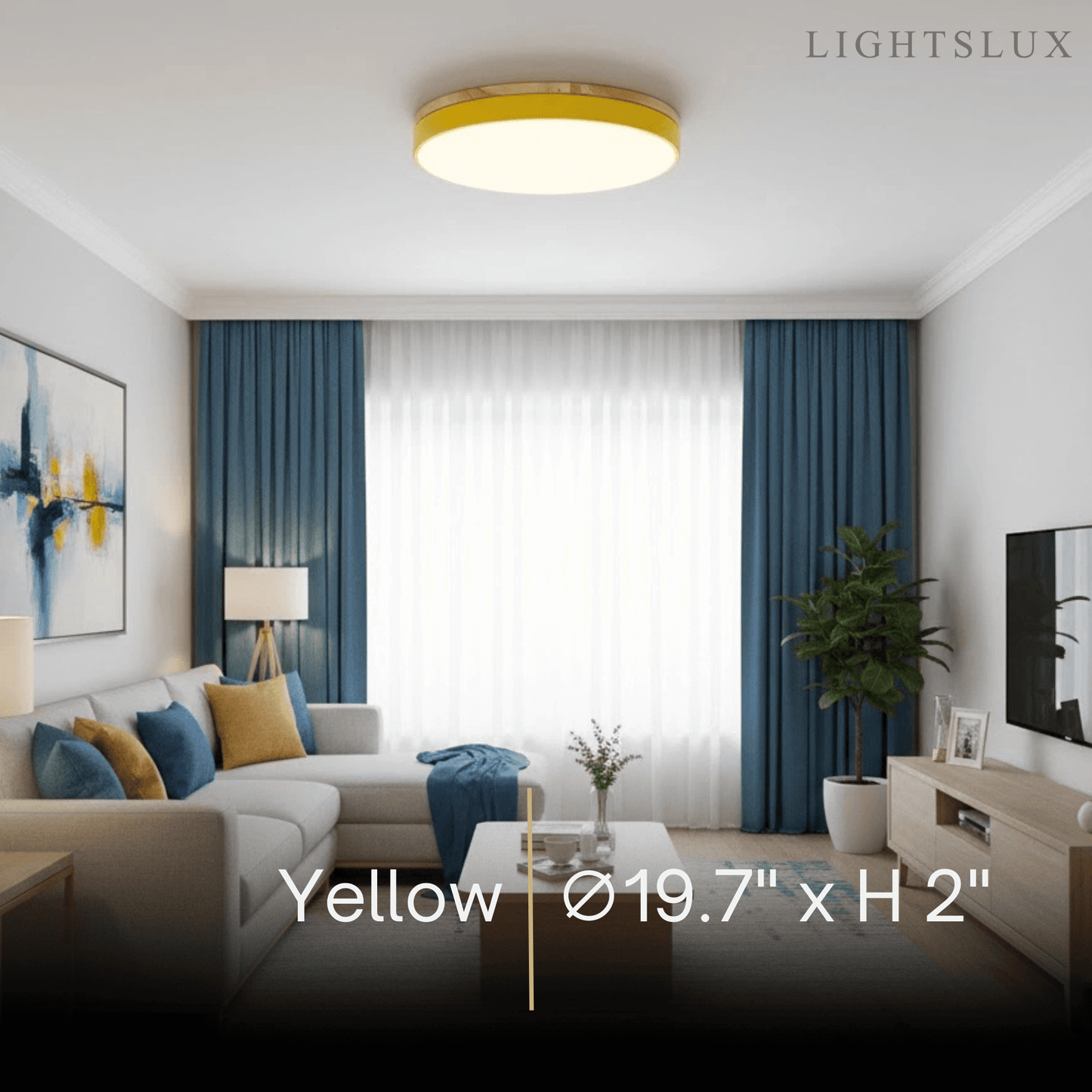 Minimalist Circular Ceiling Lamp — Wood & Matte Grey Frame 