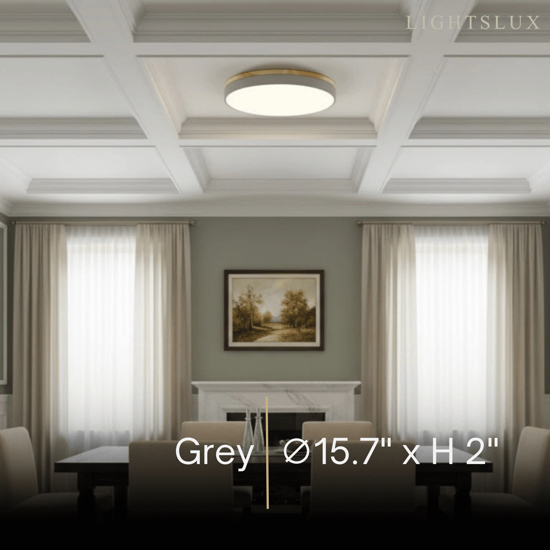 Minimalist Circular Ceiling Lamp — Wood & Matte Grey Frame 