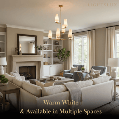 Modern Tiered Chandelier — Copper Frame & Linen Shades 