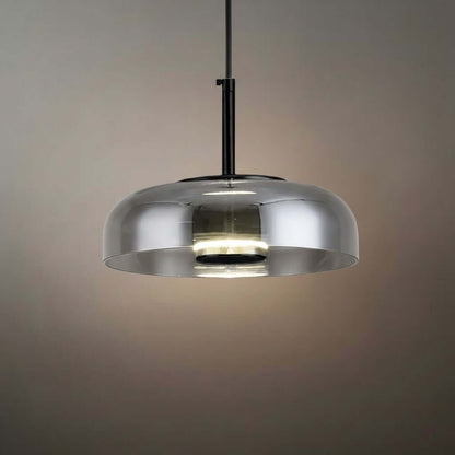 Scandinavian Pendant Lamp — Clear Glass Sphere & Brass Accent