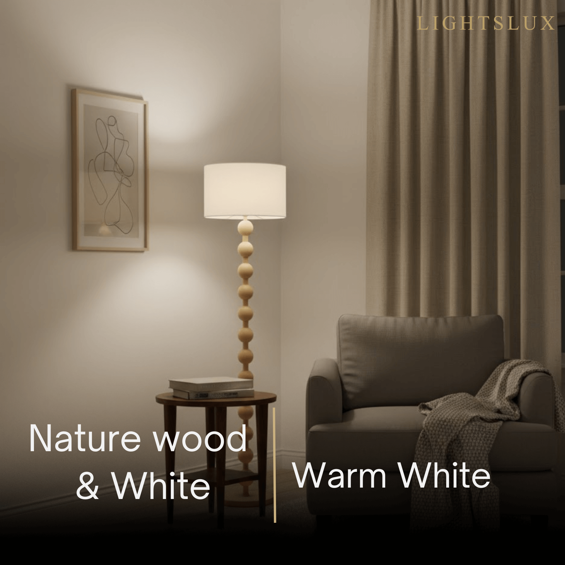 Solid Ash Wood Floor Lamp 