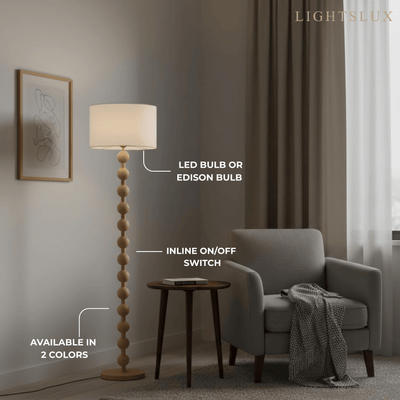 Solid Ash Wood Floor Lamp 