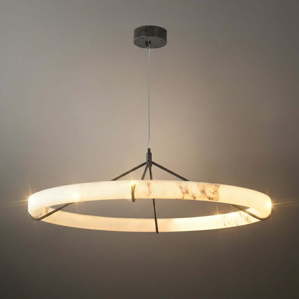 Modern Alabaster Ring Pendant Lamp 