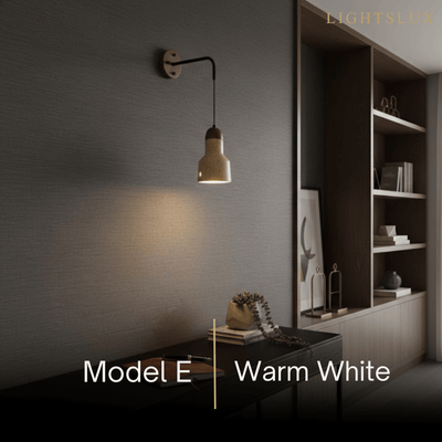 Wall Lamp — Travertine Shade Walnut Wood Socket for Bedside