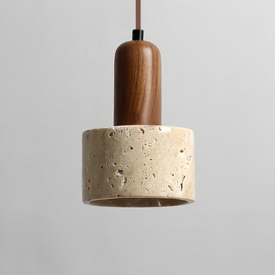 Wall Lamp — Travertine Shade Walnut Wood Socket for Bedside