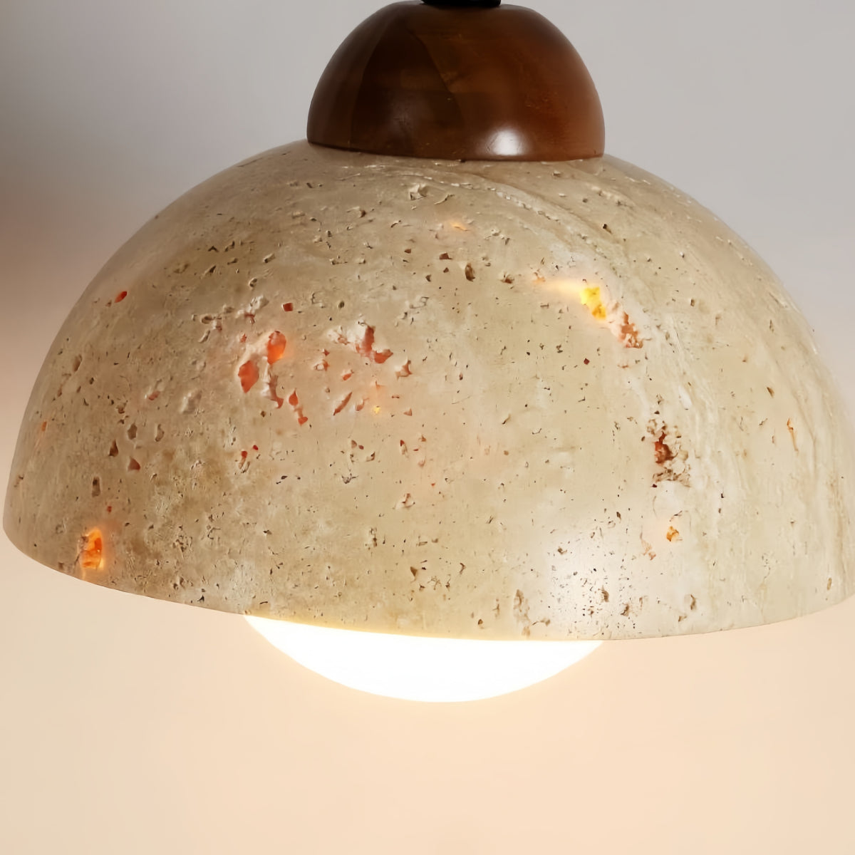 Wall Lamp — Travertine Shade Walnut Wood Socket for Bedside