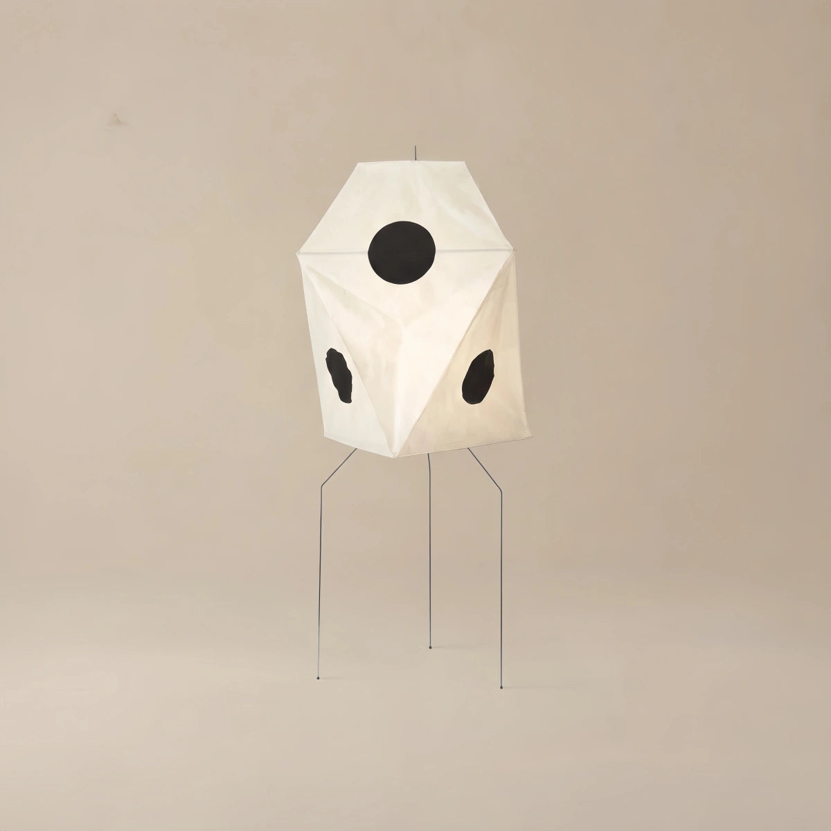 Japanese Rice Paper Floor Lamp — Translucent Angled Shade & Black Metal Frame