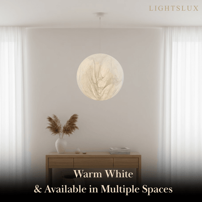 Pendant Light – Mulberry Silk White Globe Ceiling Lamp for Living Room