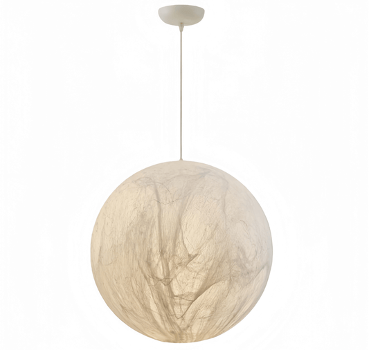 Pendant Light – Mulberry Silk White Globe Ceiling Lamp for Living Room