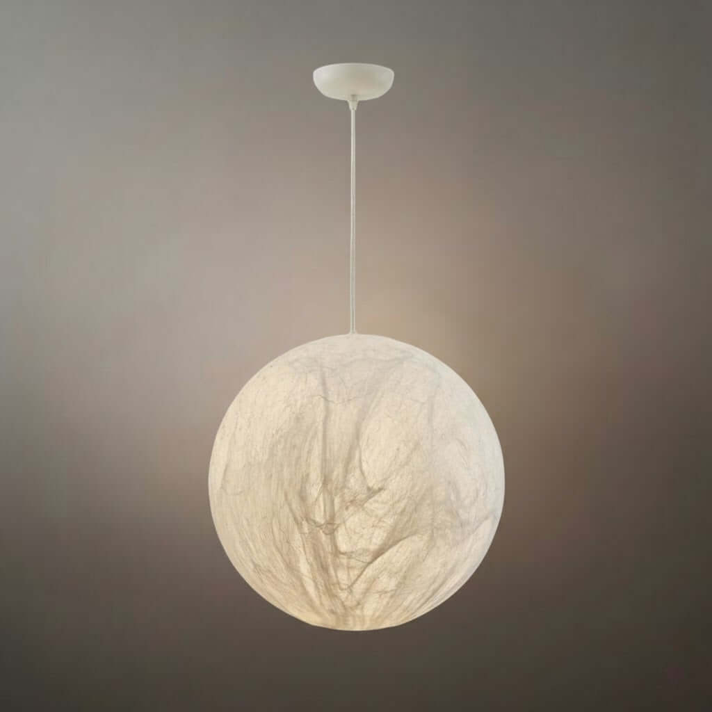 Pendant Light – Mulberry Silk White Globe Ceiling Lamp for Living Room