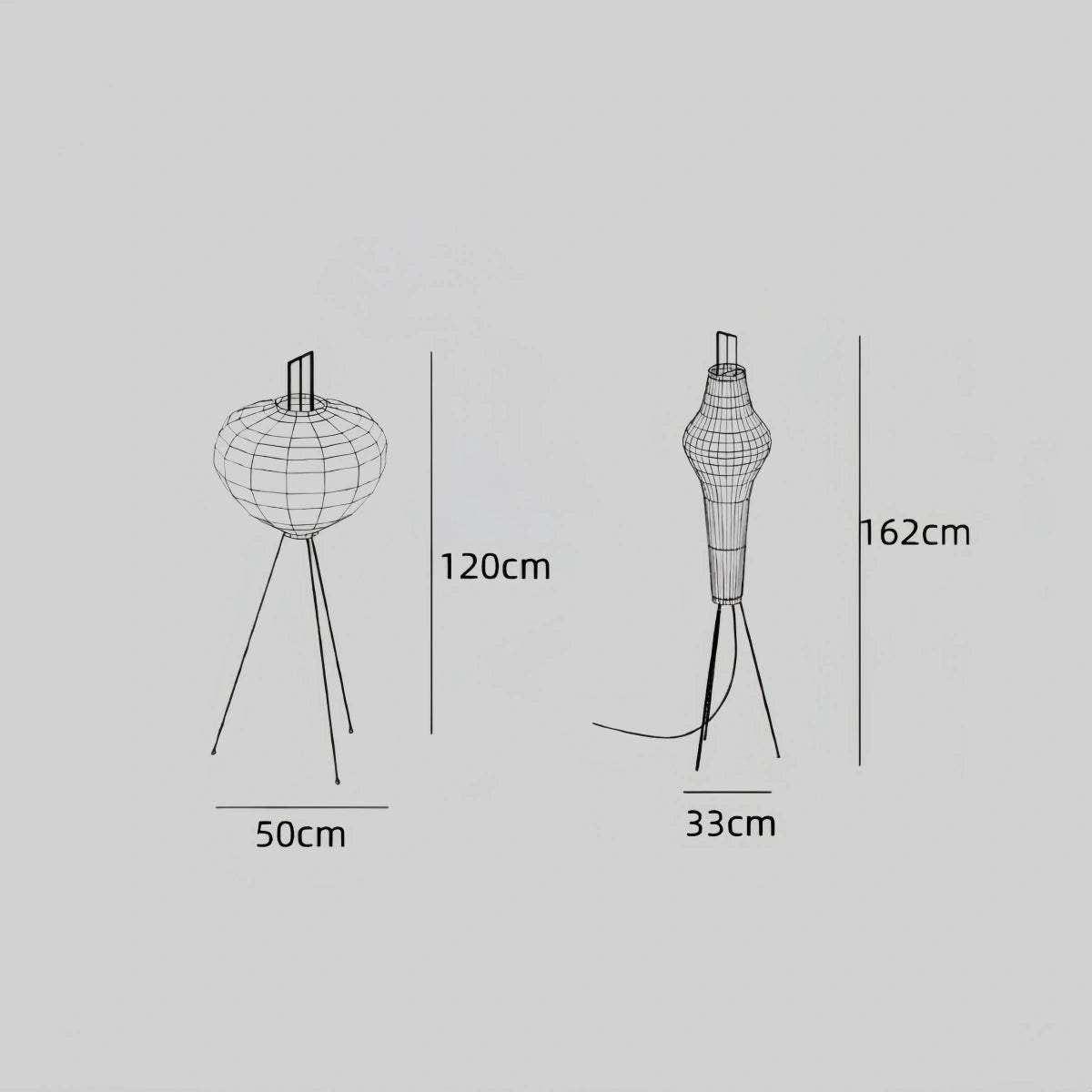 Japanische Stehleuchte – Laternenlampe aus Maulbeerpapier mit schwarzem Metallsockel für das Wohnzimmer