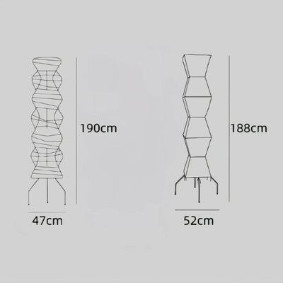 Japanische Stehleuchte – Laternenlampe aus Maulbeerpapier mit schwarzem Metallsockel für das Wohnzimmer