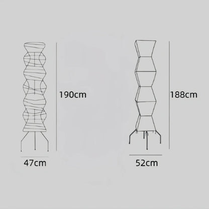 Japanische Stehleuchte – Laternenlampe aus Maulbeerpapier mit schwarzem Metallsockel für das Wohnzimmer