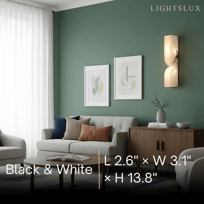  Alabaster Wall Sconce – LED Stone Wall Light in Gold or Black for Living Room