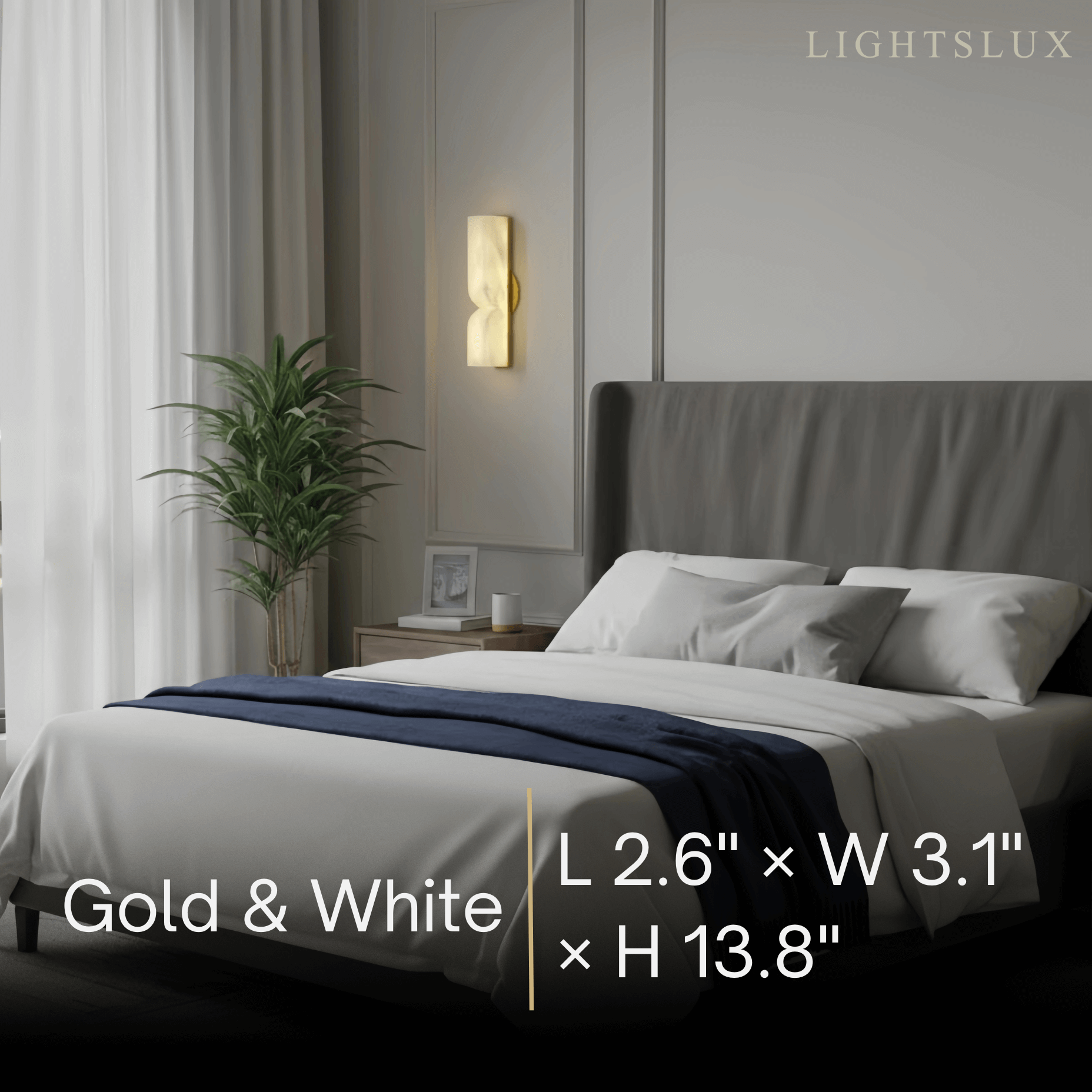  Alabaster Wall Sconce – LED Stone Wall Light in Gold or Black for Living Room