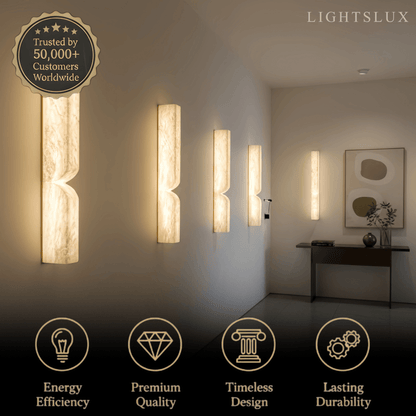 Alabaster Wall Sconce – LED Stone Wall Light in Gold or Black for Living Room