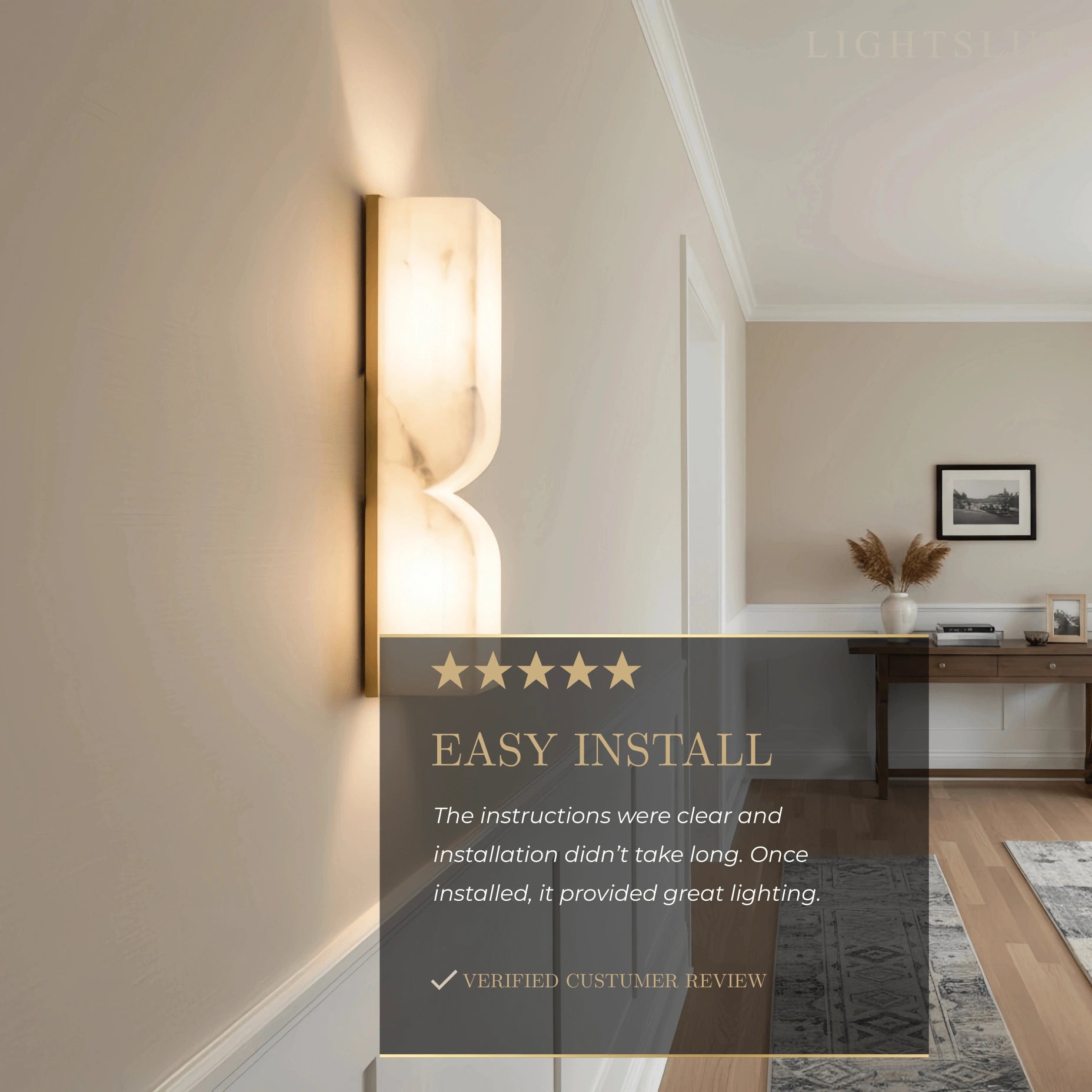 Moderne Alabaster-Wandleuchte – LED-Steinwandleuchte in Gold oder Schwarz für Wohnzimmer