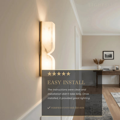 Moderne Alabaster-Wandleuchte – LED-Steinwandleuchte in Gold oder Schwarz für Wohnzimmer
