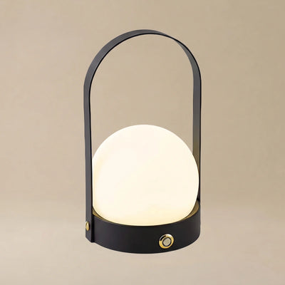 Modern Portable Table Lamp – LED Glass Lantern Light with Handle in Gold, Black or White