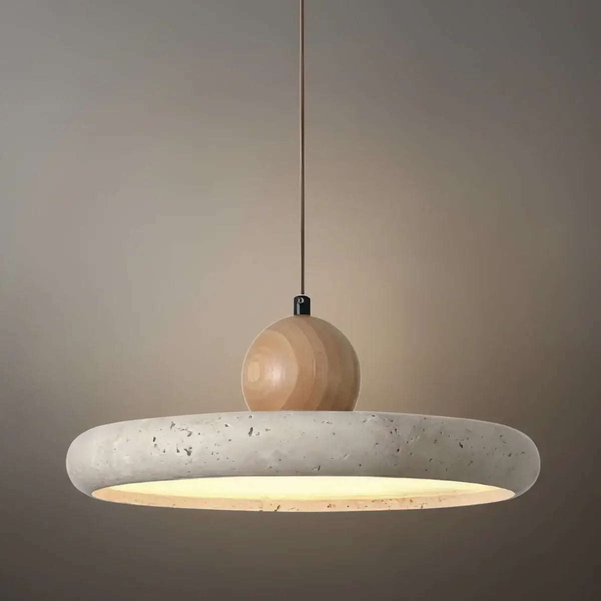 STRATA Modern Pendant Light – Wood and Stone LED